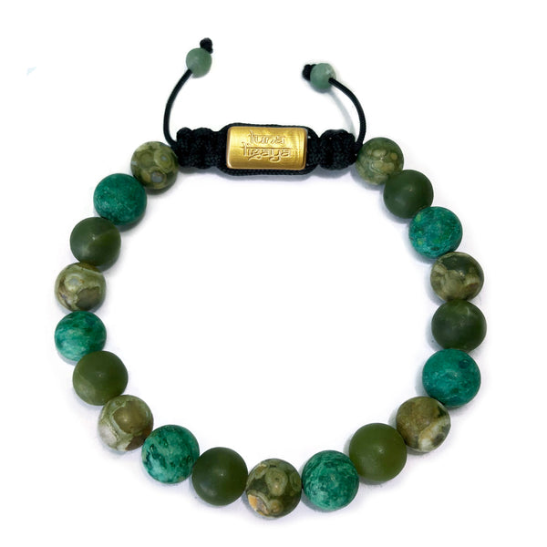 Green Rhyolite, Jade and Agate 8 mm