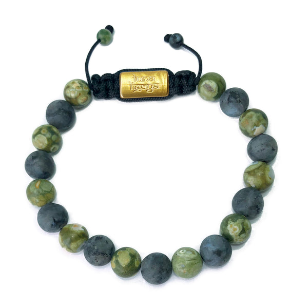 Green Rhyolite and Black Labradorite 8 mm