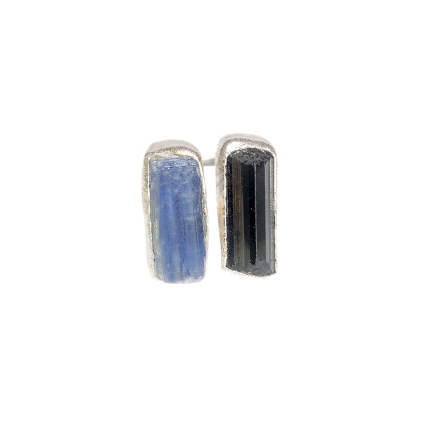 Double Blue Kyanite and Black Tourmaline 925 Silver