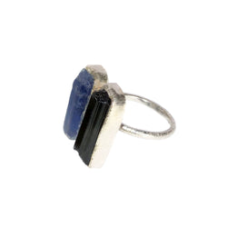 Double Blue Kyanite and Black Tourmaline 925 Silver