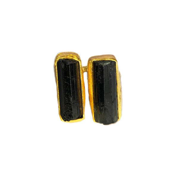 Double Black Tourmaline 18K Vermeil